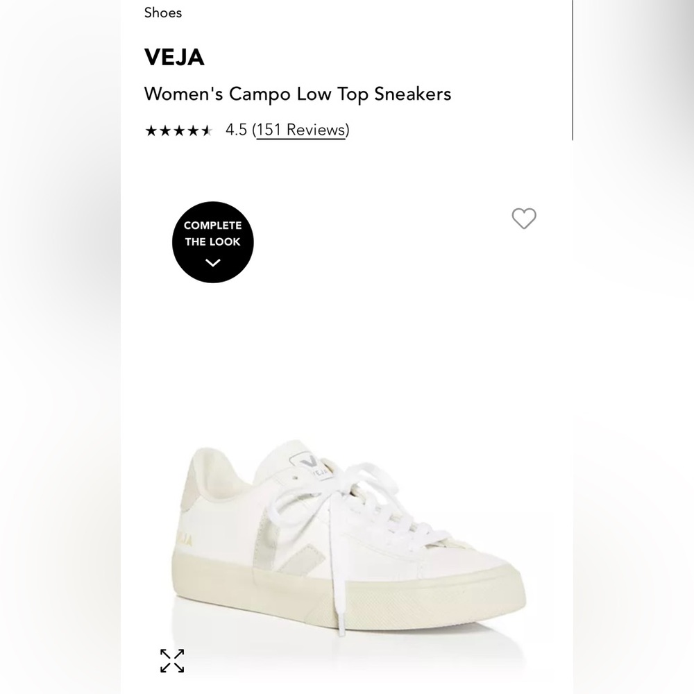 VEJA - Womens Campo Low Top Sneakers - White - Size 8